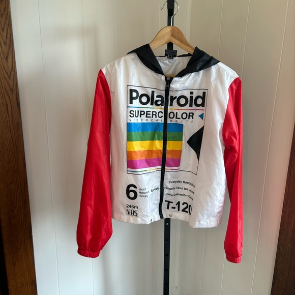 Polaroid Super Color Hoodie Windbreaker Full Zip Jacket Womens Small *NOTE - Picture 2 of 10